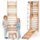6in1 Montessori Climbing Frame Set: Triangle Ladder + Arch/Seesaw + Slide/Ramp + Net + Cushion + Art Accessory