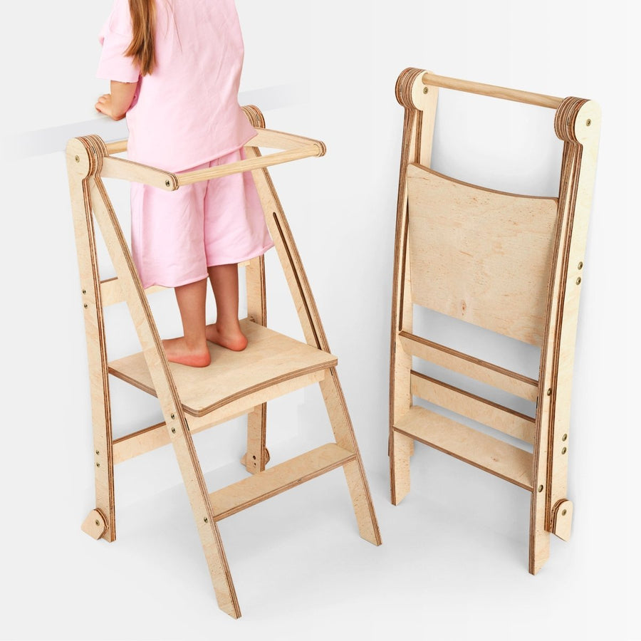 Holz Lernleiter Montessori: Hocker für Kinder - Beige - Goodevas DE