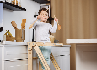 Learning Tower: Foldable Step Stool for Toddlers - Beige
