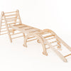 4in1 Montessori Climbing Triangle Set: Climbing Frame for Children + Climbing Arch + Climbing Net + Slide – Indoor Toy for 1-7 Years – Beige