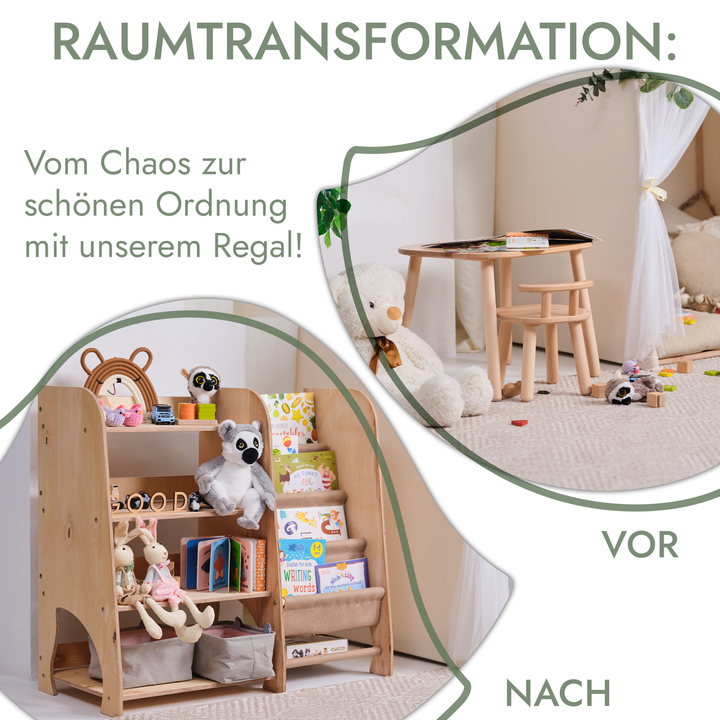 2in1 Montessori-Regal für Bücher und Spielzeug