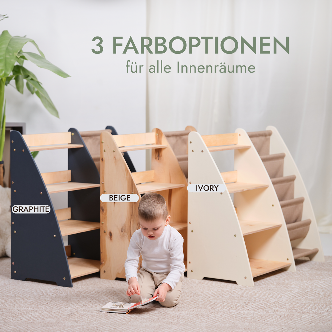 2in1 Montessori-Regal für Kleinkinder – Bücher & Spielzeug