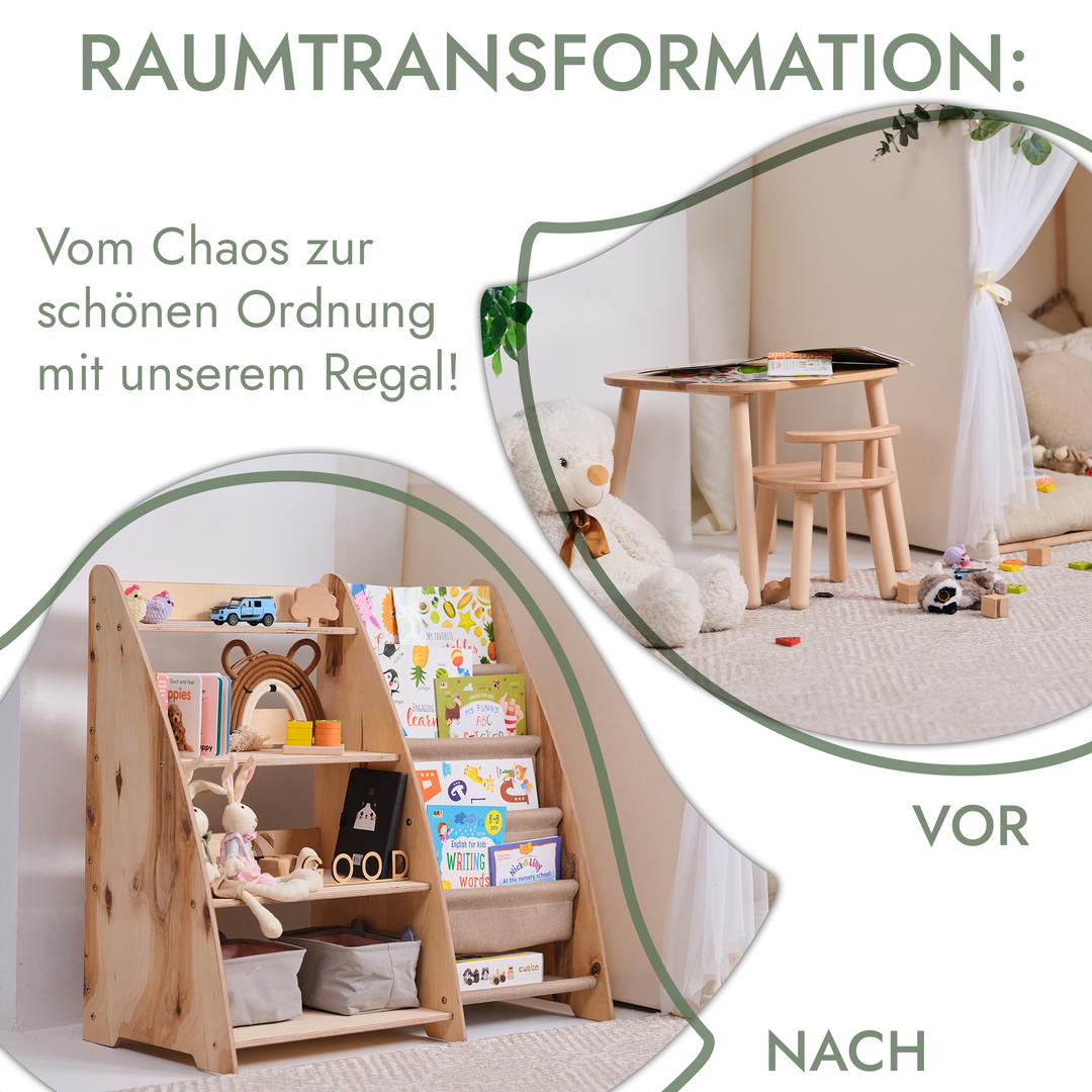 2in1 Montessori-Regal für Kleinkinder – Bücher & Spielzeug