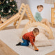4in1 Montessori Climbing Set: Triangle Ladder + Climbing Arch + Sliding Board + Cushion – Beige