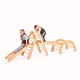 4in1 Montessori Climbing Triangle Set: Climbing Frame for Children + Climbing Arch + Climbing Net + Slide – Indoor Toy for 1-7 Years – Beige