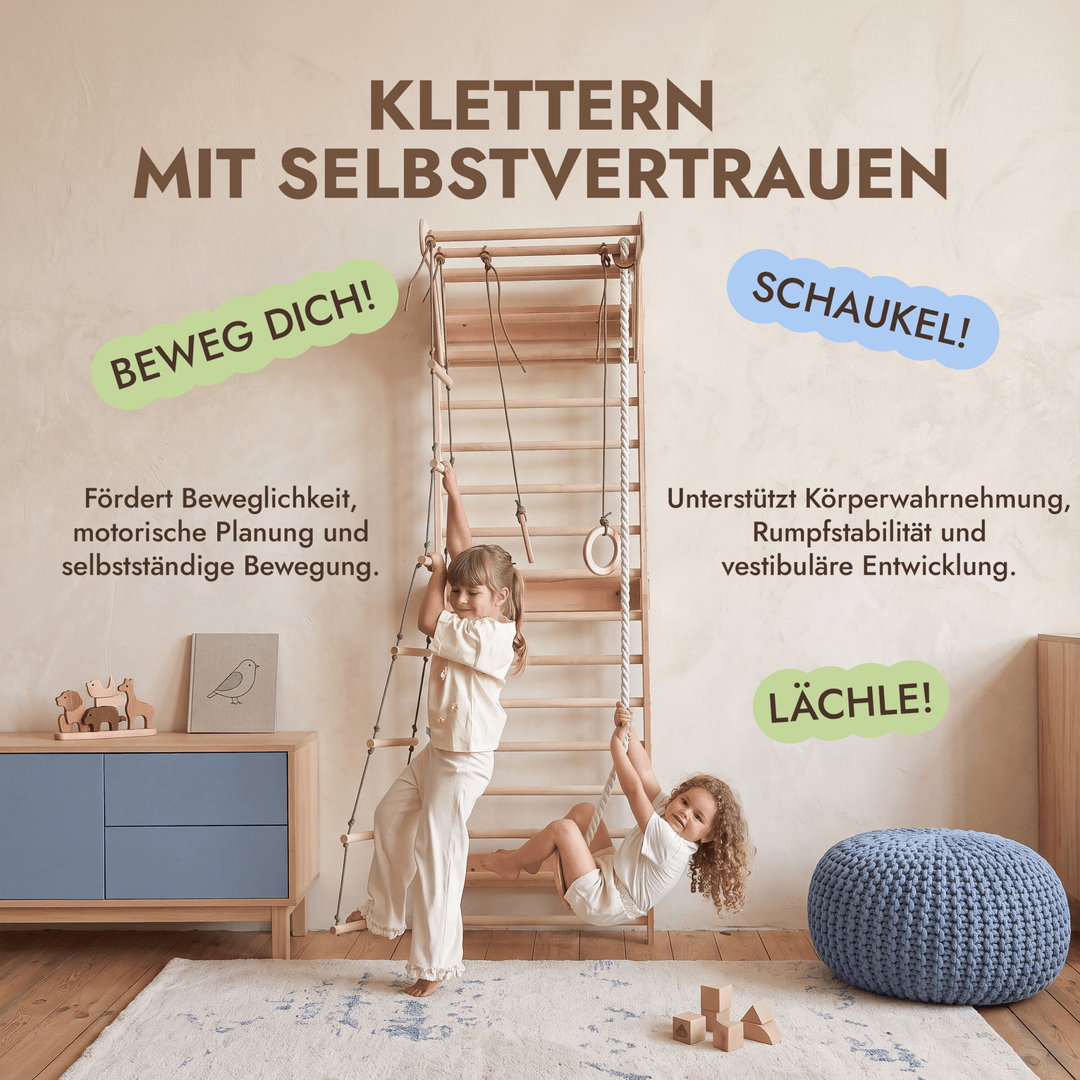5-in-1 Sprossenwand fürs Kinderzimmer & 3in1 Kinderschaukel-Set - Goodevas DE