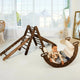 5in1 Montessori Climbing Frame Indoor Set: Climbing Triangle + Climbing Arch with Cushion + Climbing Net and Slide for Children 1-7 Years – Chocolate