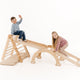 5in1 Climbing Frame Indoor Set – Montessori Climbing Triangle + Climbing Arch + Cushion, Climbing Net + Slide for Children from 1 to 7 Years – Beige