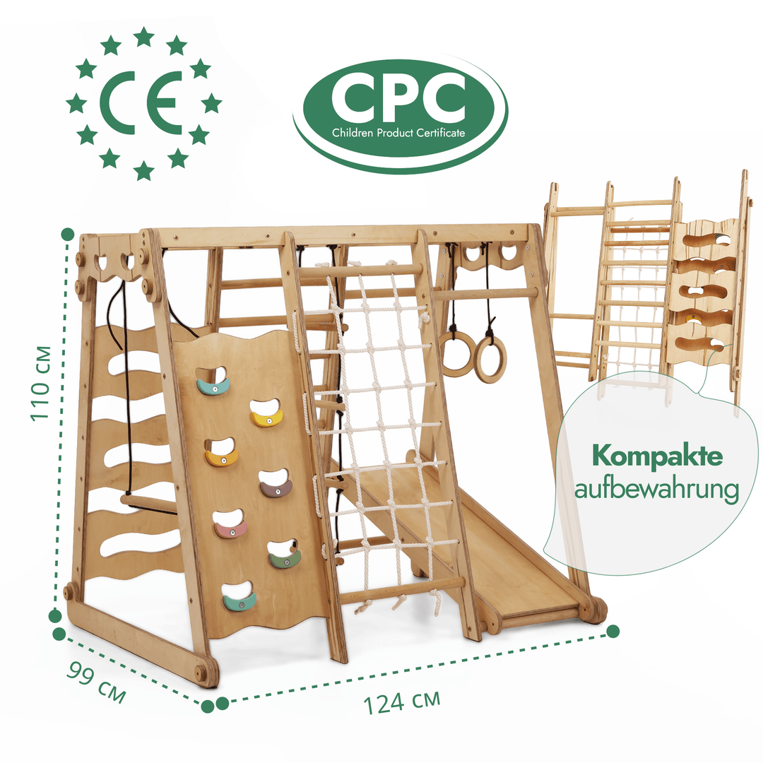6in1 Indoor - Spielplatz aus Holz für Kinder – Schaukel, Rutsche, Seil und Treppe - Goodevas Deutschland