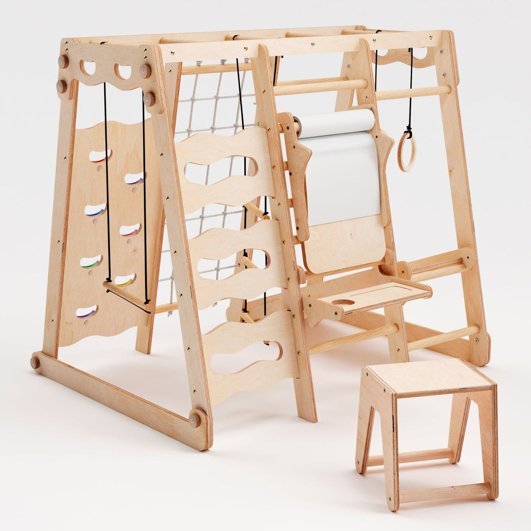 6in1 Indoor - Spielplatz aus Holz für Kinder – Schaukel, Rutsche, Seil und Treppe - Goodevas Deutschland