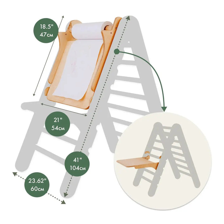 6in1 Montessori Climbing Frame Set: Triangle Ladder + Arch/Rocker + Slide/Ramp + Net + Cushion + Art Addition - Goodevas