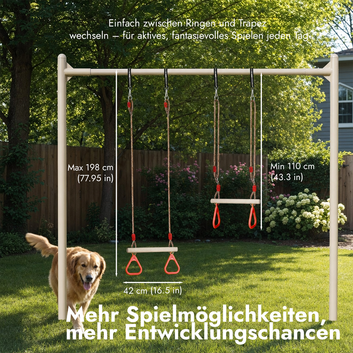 2in1 Schaukel-Set: Trapez + Turnringe