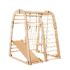 6in1 Indoor Spielplatz für Kinder: Klettergerüst mit Kletternetz, Rutsche, Gymnastikringe, Hängende Leiter und Disc-Schaukel – Beige