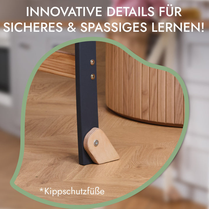 Holz Lernleiter Montessori: Hocker für Kinder - Graphit - Goodevas Deutschland