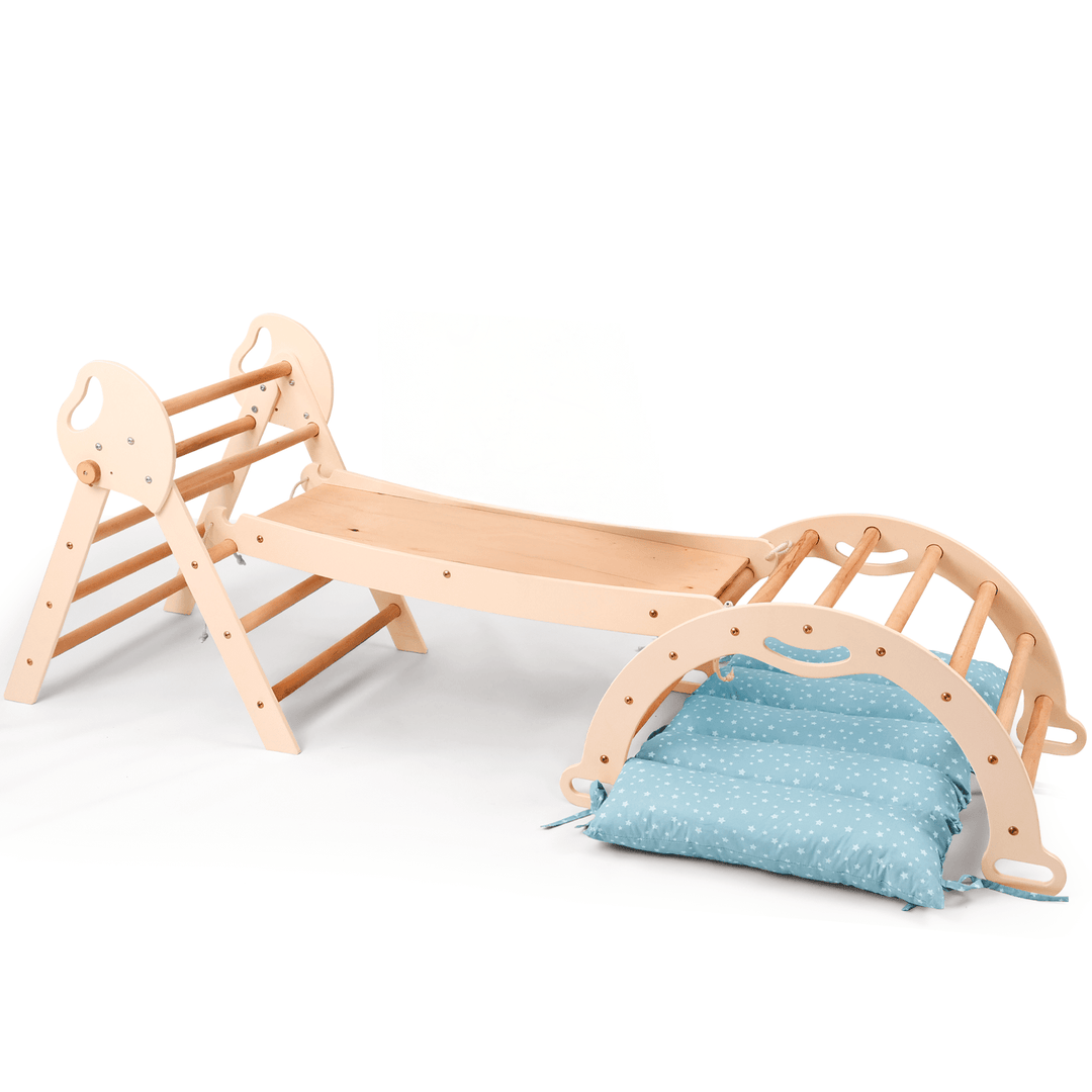 Montessori 4in1 Kletterdreieck für Babys: Pikler - Dreieck, Kletterbogen, Rutschbrett und Kissen für Kleinkinder (1–3 Jahre) - Goodevas Deutschland