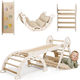 4in1 Montessori Klettergerüst: Pikler-Dreieck + Kletterbogen + Rutschbrett + Kissen für Kleinkinder (1–3 Jahre) – Ivory