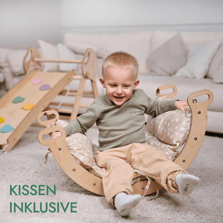 Montessori 4in1 Kletterdreieck für Babys: Pikler - Dreieck, Kletterbogen, Rutschbrett und Kissen für Kleinkinder (1–3 Jahre) - Goodevas Deutschland