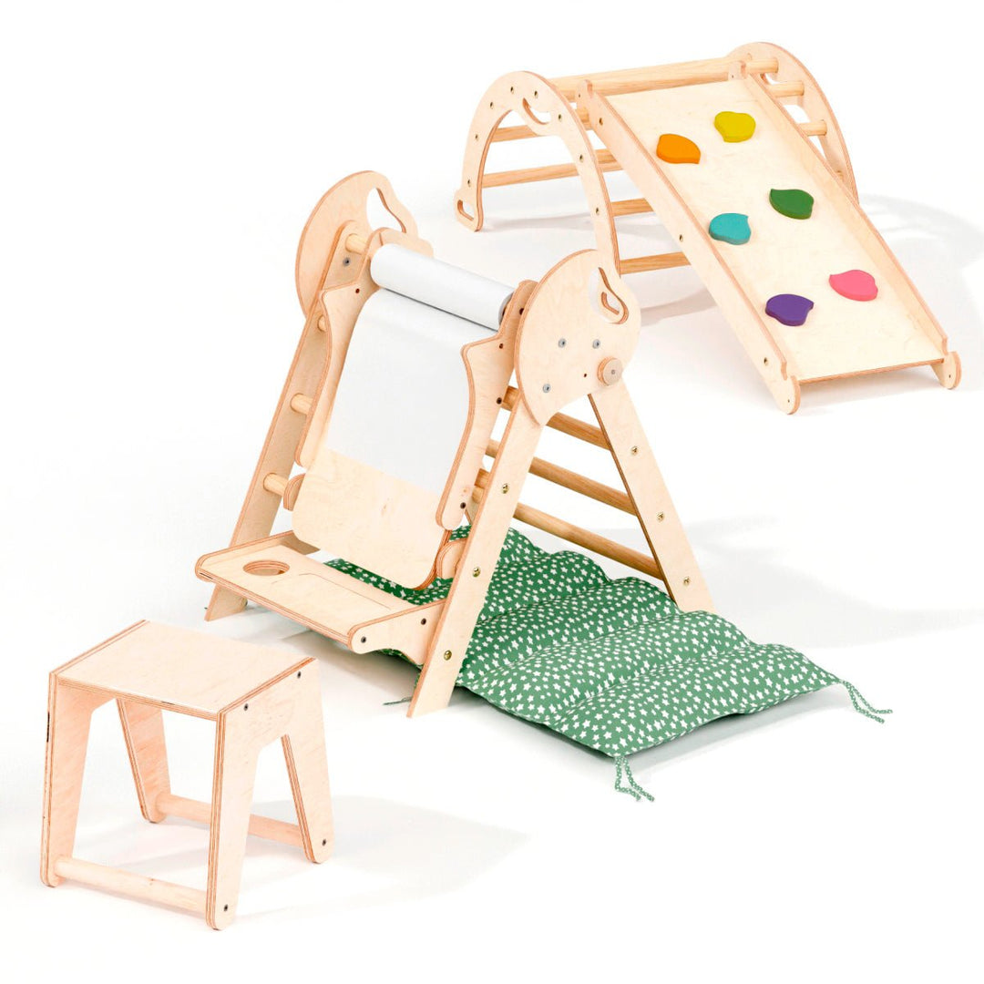 Montessori 4in1 Kletterdreieck für Babys: Pikler - Dreieck, Kletterbogen, Rutschbrett und Kissen für Kleinkinder (1–3 Jahre) - Goodevas Deutschland