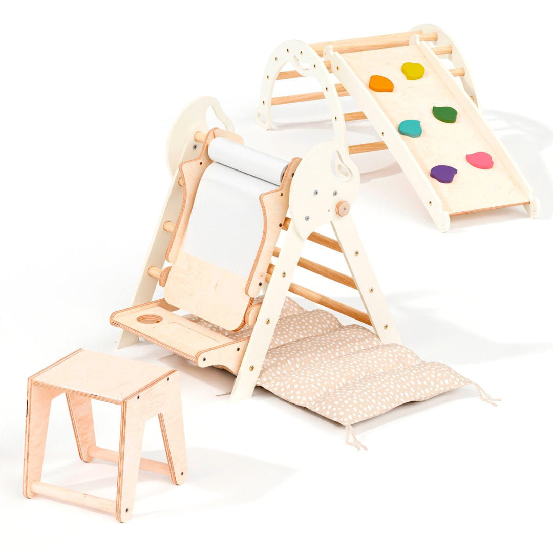 Montessori 4in1 Kletterdreieck für Babys: Pikler - Dreieck, Kletterbogen, Rutschbrett und Kissen für Kleinkinder (1–3 Jahre) - Goodevas Deutschland