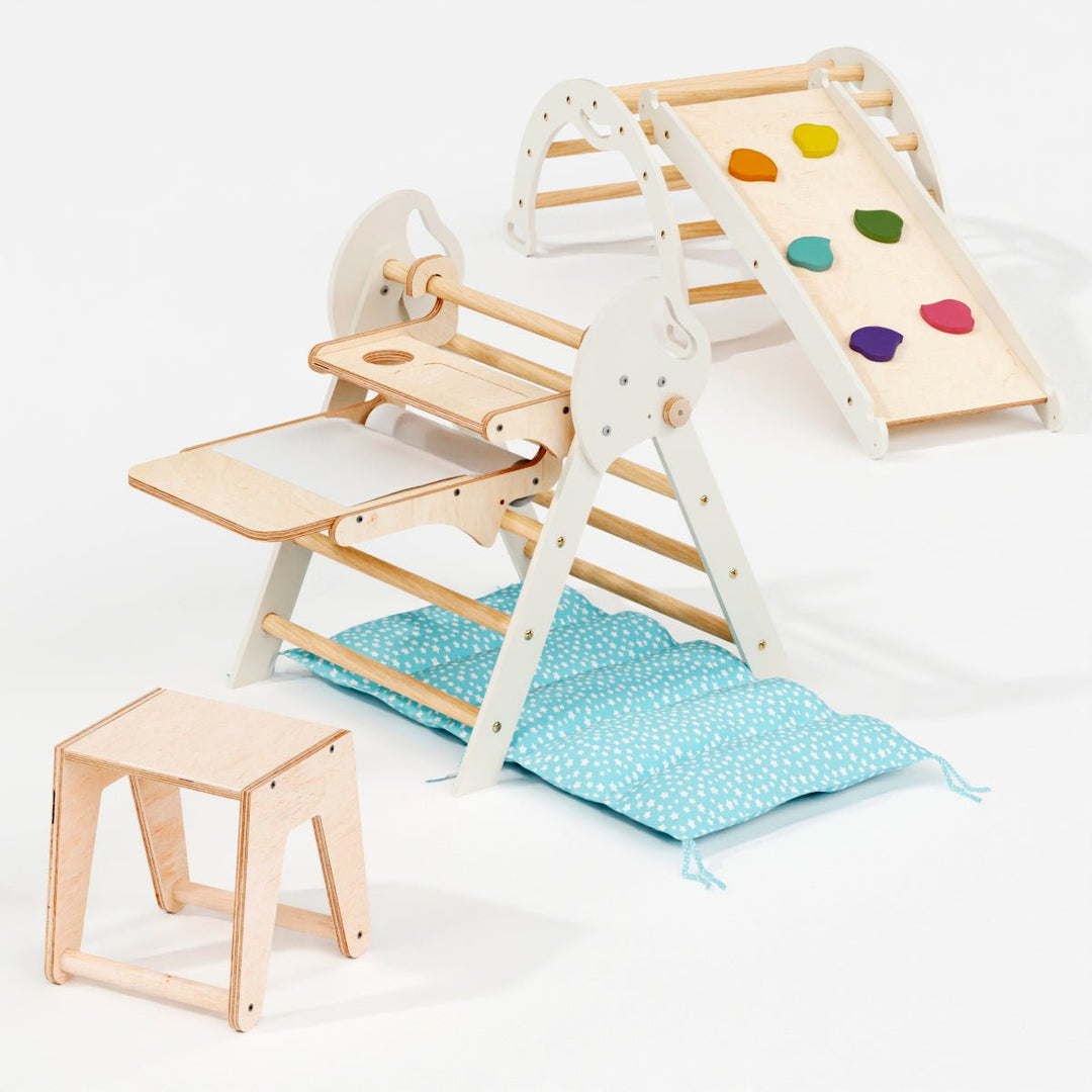 Montessori 4in1 Kletterdreieck für Babys: Pikler - Dreieck, Kletterbogen, Rutschbrett und Kissen für Kleinkinder (1–3 Jahre) - Goodevas Deutschland