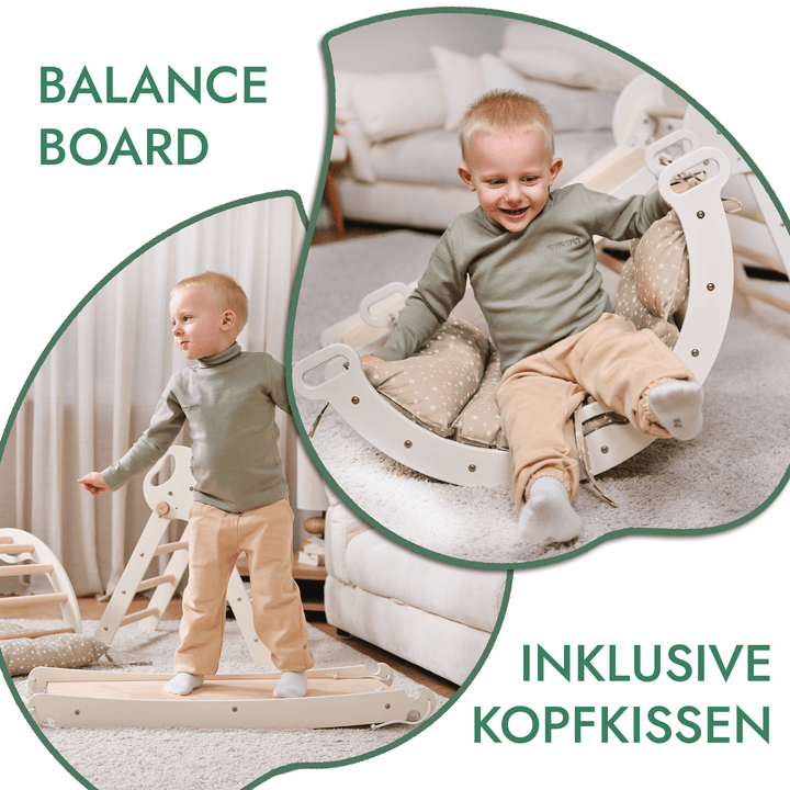 Montessori 4in1 Kletterdreieck für Babys: Pikler - Dreieck, Kletterbogen, Rutschbrett und Kissen für Kleinkinder (1–3 Jahre) - Goodevas Deutschland