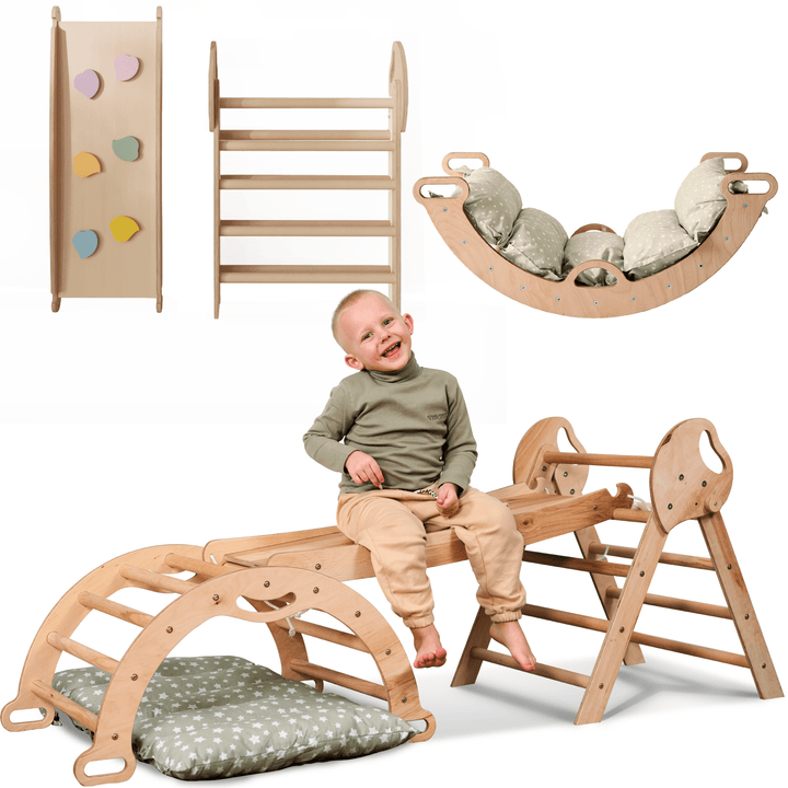 Montessori 4in1 Kletterdreieck für Babys: Pikler - Dreieck, Kletterbogen, Rutschbrett und Kissen für Kleinkinder (1–3 Jahre) - Goodevas Deutschland