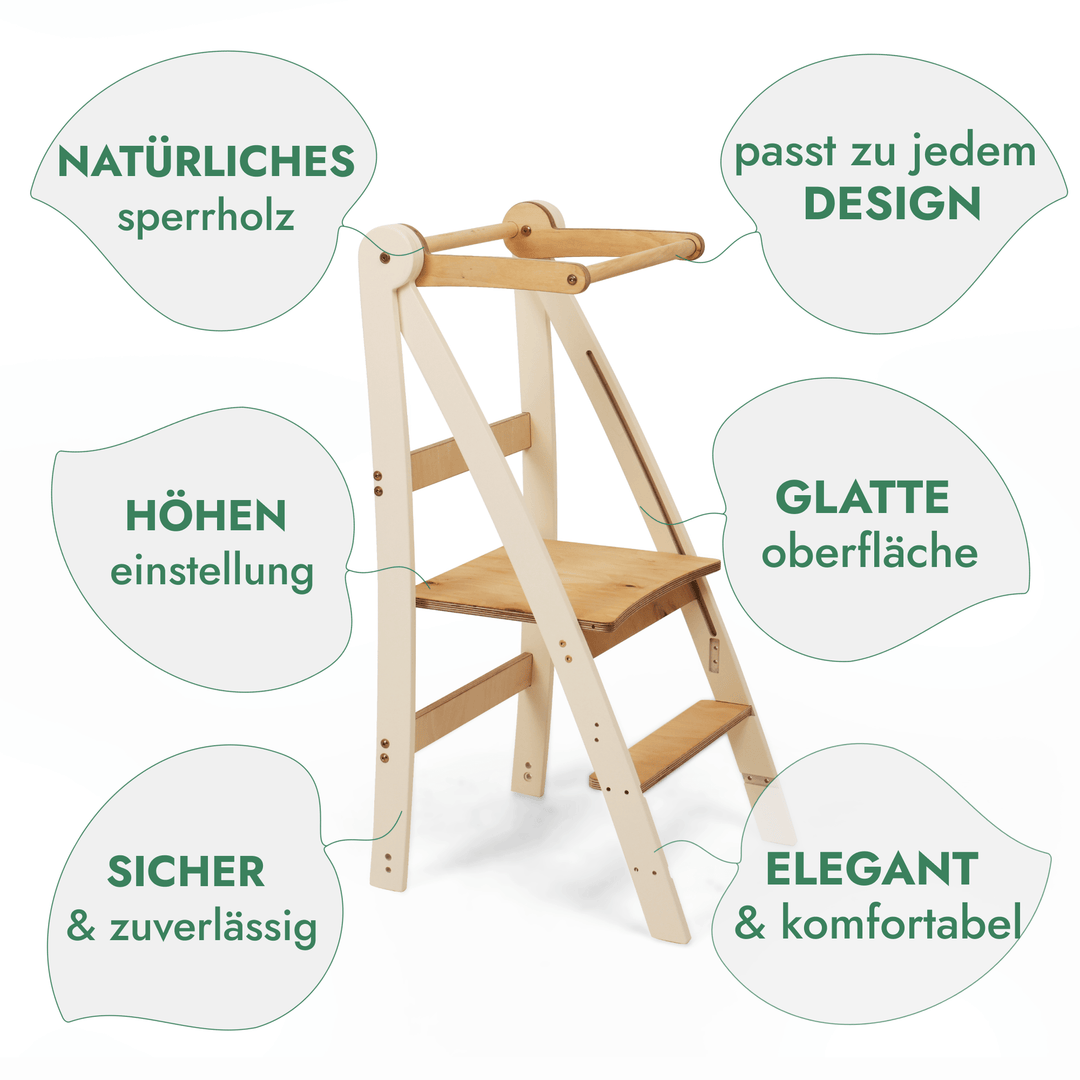 Montessori Lernturm - Höhenverstellbarer Kinderstuhl - Goodevas DE