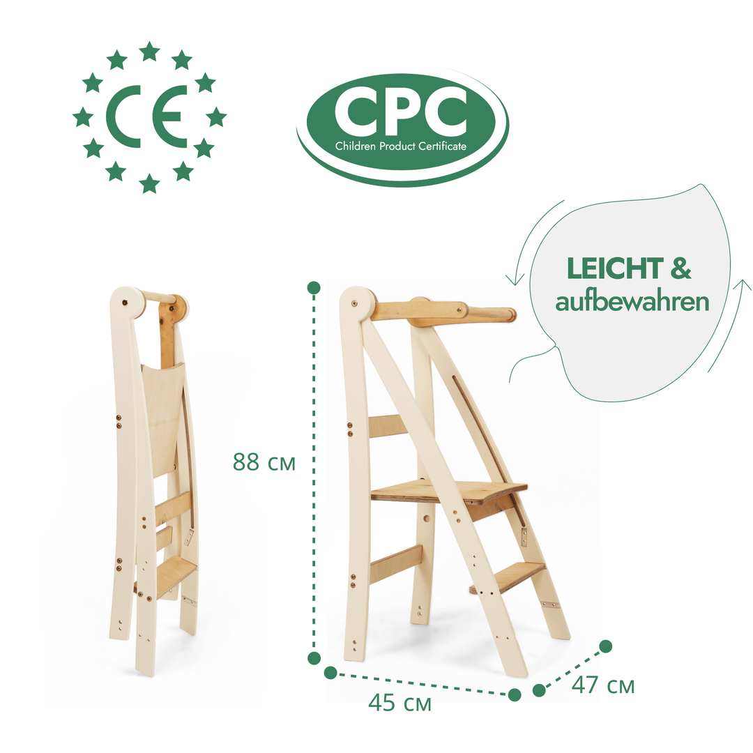 Montessori Lernturm - Höhenverstellbarer Kinderstuhl - Goodevas DE