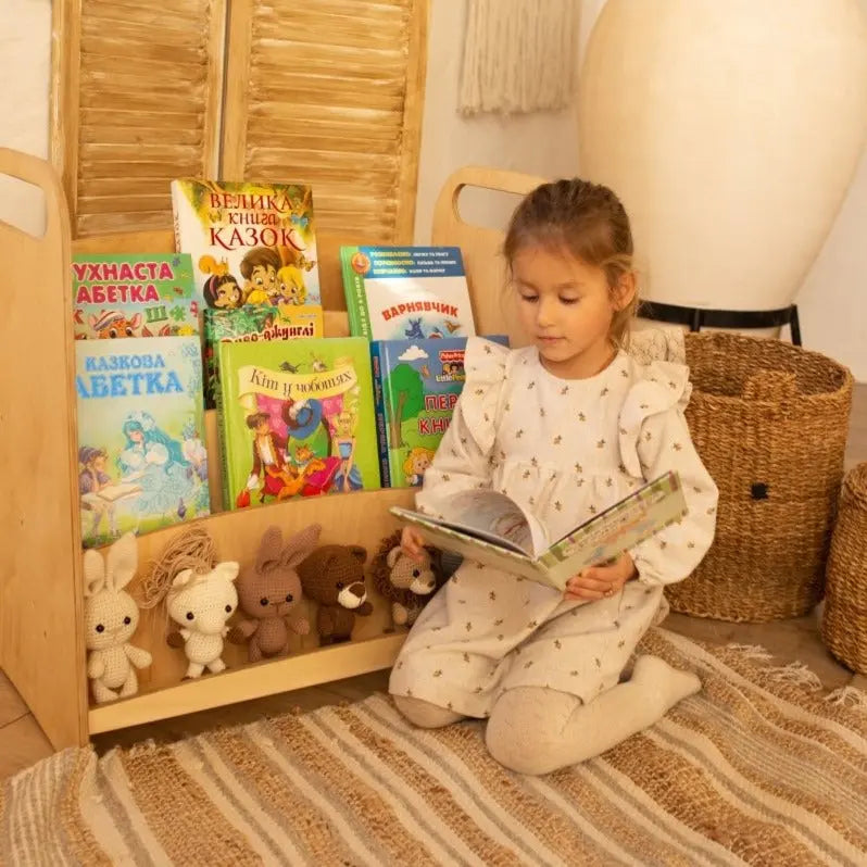 Montessori Wooden Bookshelf – Beige - Goodevas