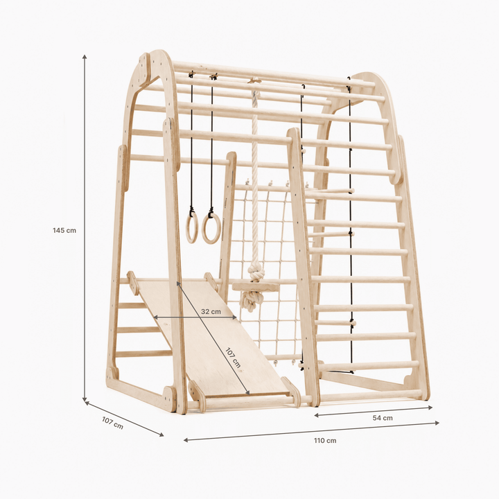 Indoor Wooden Playground for Children - 6in1 Playground + Swings Set + Slide Board