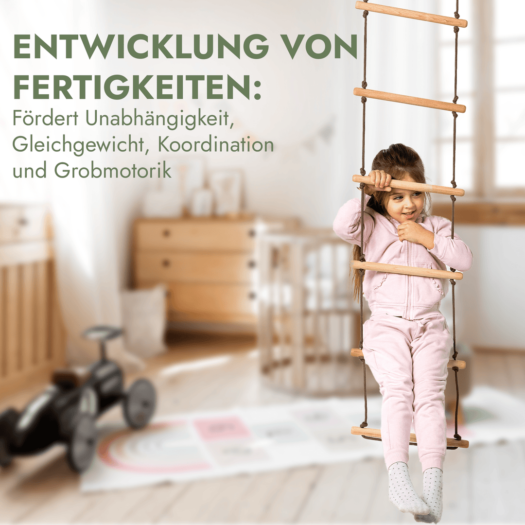 Set aus drei Schaukeln: Scheibe + Ringe + Strickleiter - Goodevas Deutschland