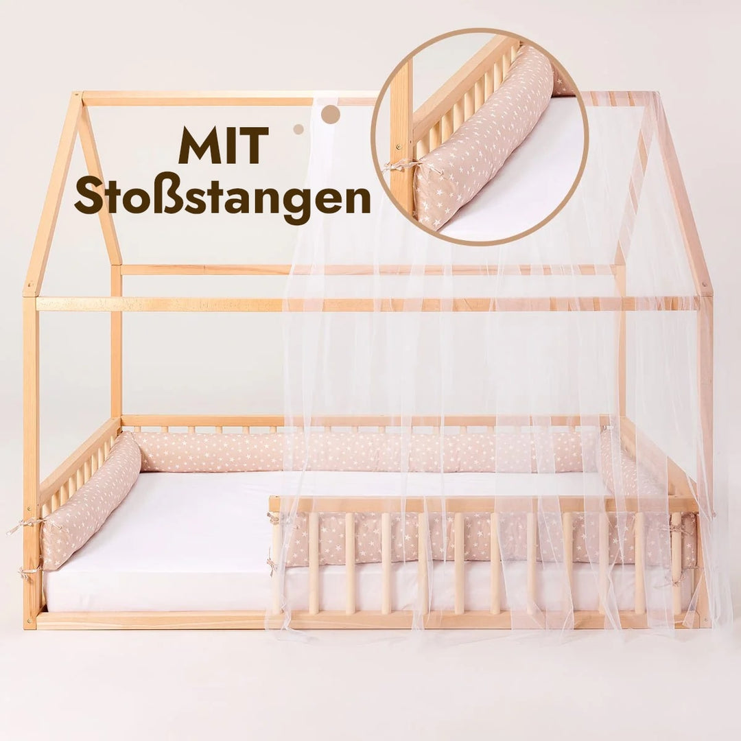 Twin Size Montessori House Bed for Kids with Fence (200х120 cm) - Goodevas