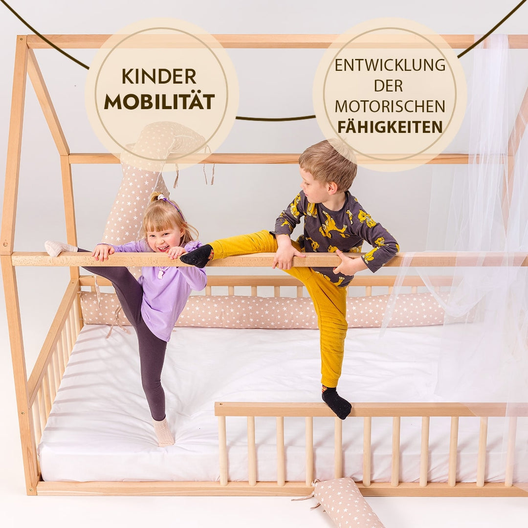 Twin Size Montessori House Bed for Kids with Fence (200х120 cm) - Goodevas